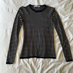 Zara | Striped Knit Sweater | M | Black/Cream